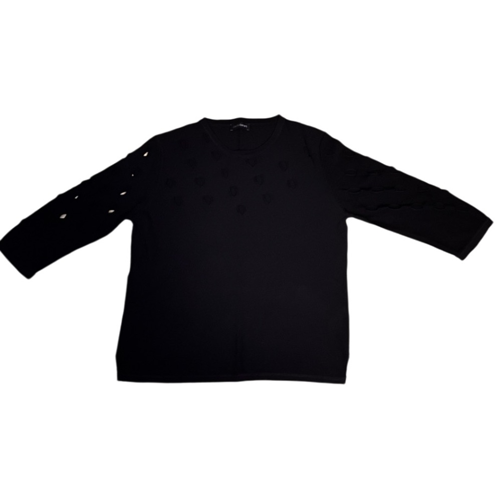 XXL Cecilia Benetti Made In Italy Women's 3/4 Sleeve Black Blouse Work Attire